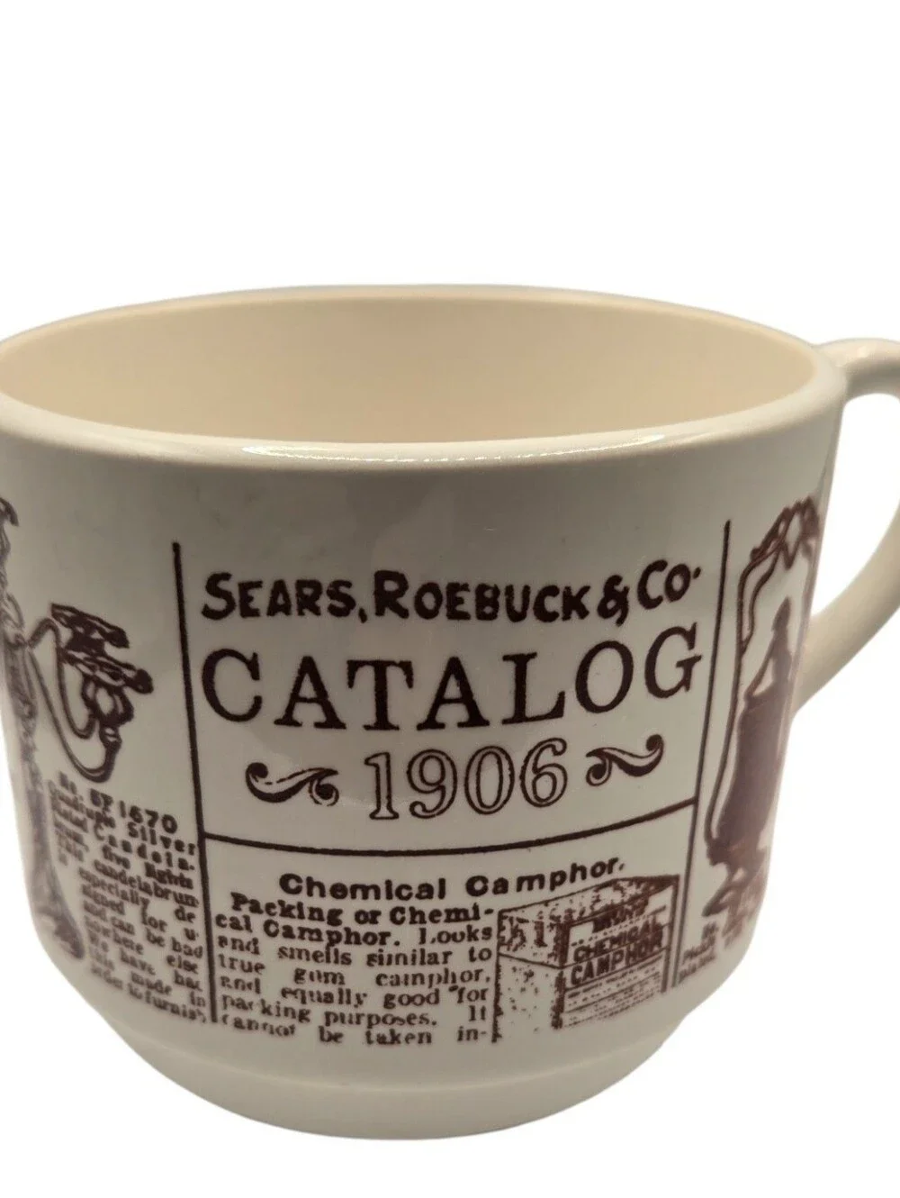 Vintage Sears Roebuck & Co Catalog 1906 Ads Cream Brown Coffee Cup Mug Set of 2